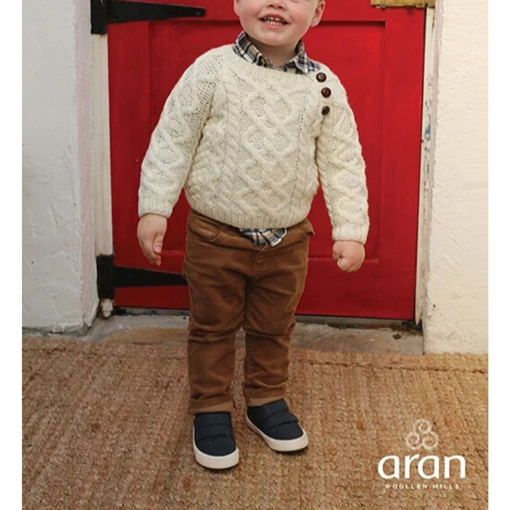 Aran Sweater Market 100% Merino Wool Sweater Shoulder Buttons Baby Size Small - Picture 15 of 15